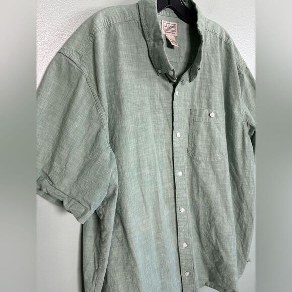 L.L. Bean Men's Comfort Stretch Chambray Untucked Fit S/S Button Down 513685 XXL - Picture 3 of 5